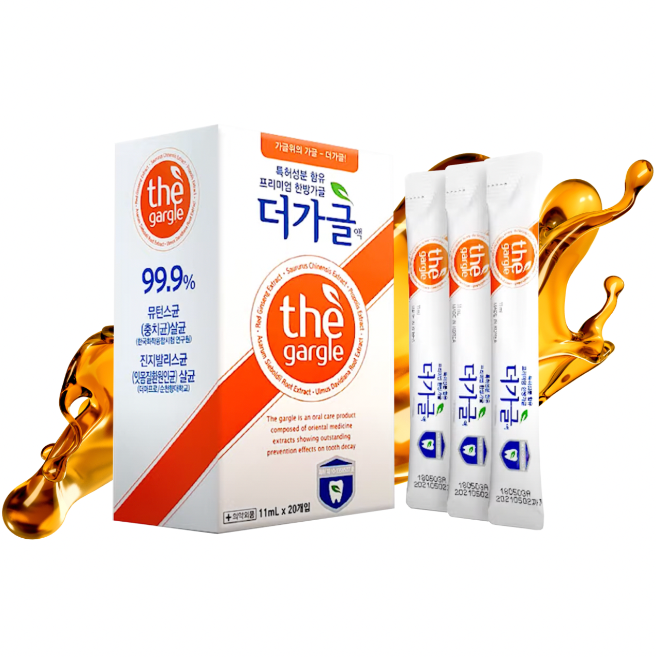 [Travel Size] The Gargle 99.9% Sterilization Korean Ginseng Flavored 11ml x 20ea Liquid Mouth Freshner
